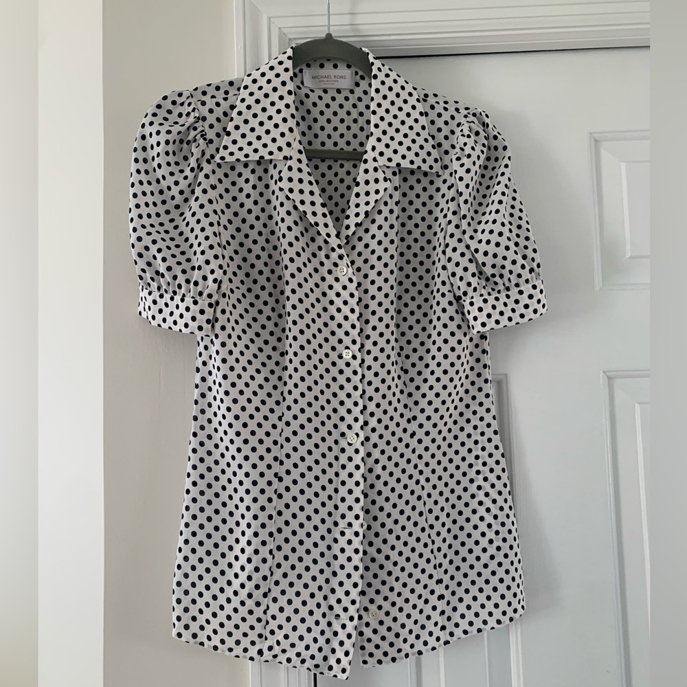 Michael Kors Collection Silk Georgette Polka Dot Blouse